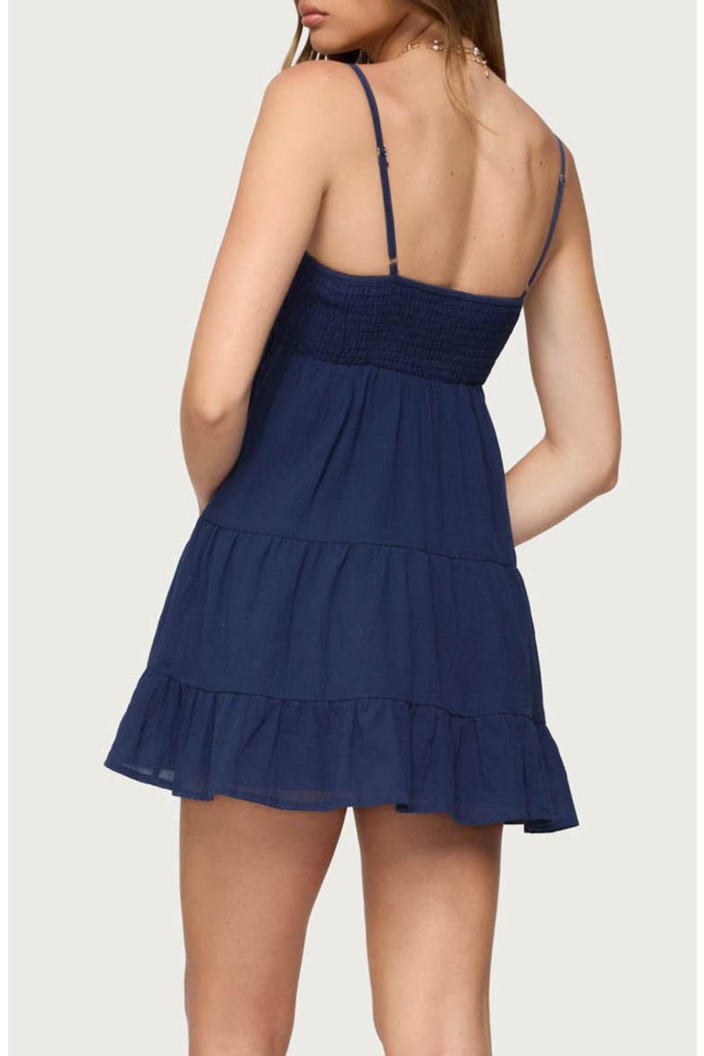 Calley Smocked Babydoll Minidress, Alternate, color, NAVY