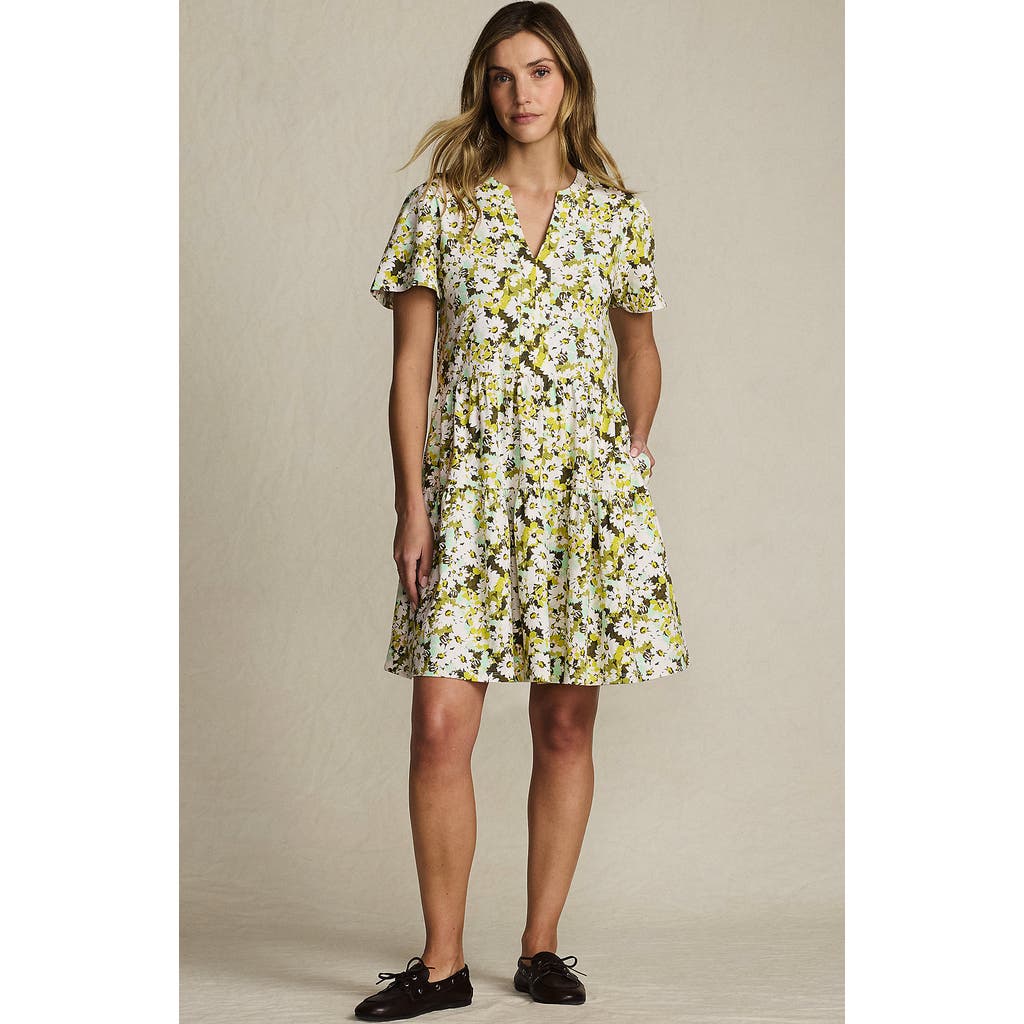 Lands' End Cotton Jersey Tiered Mini Dress In Green