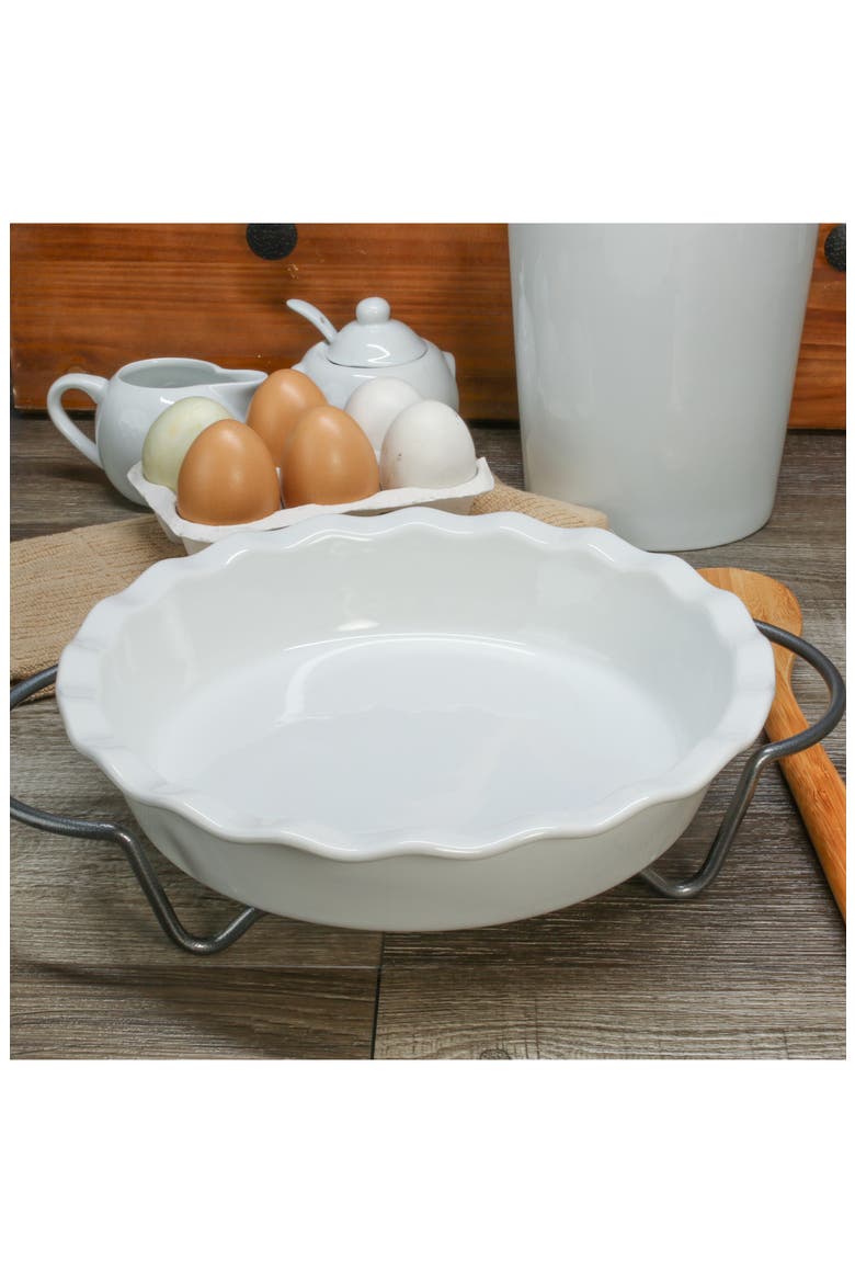 Pie Dish & Rack Set, Alternate, color, WHITE