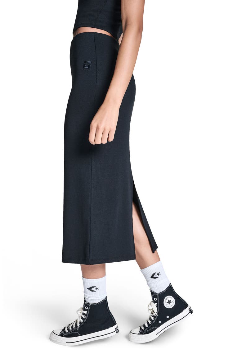 Box Star Midi Skirt, Alternate, color, CONVERSE BLACK