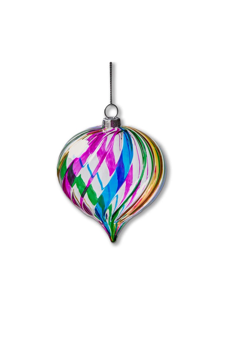 tag Multi Stripe Drop Glass Ornament for Christmas Tree Decor, Main, color, Multicolored