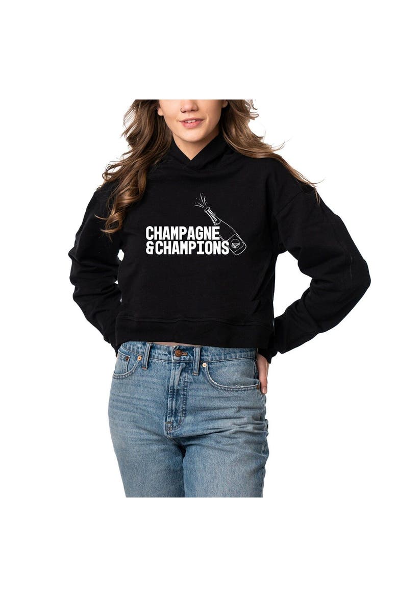 Women's Lusso Black Golden State Warriors 2022 NBA Finals Champions Layla Cropped Pullover Hoodie, Main, color, Black