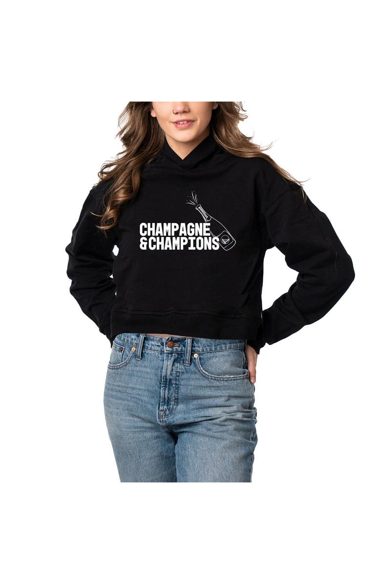 LUSSO Women's Lusso Black Golden State Warriors 2022 NBA Finals Champions Layla Cropped Pullover Hoodie, Main, color, 