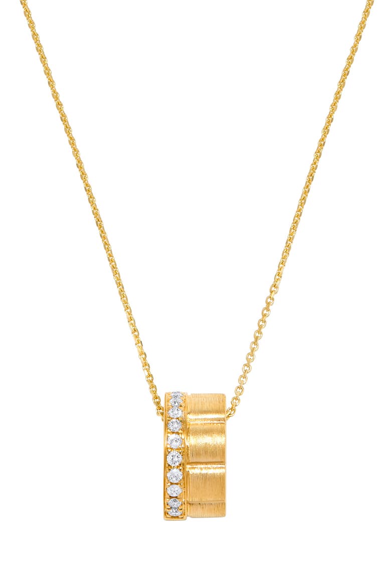 14K Yellow Gold Diamond Matte Rolling Pendant Necklace, Main, color, YELLOW GOLD
