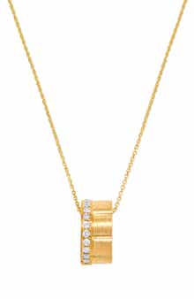 H.J. Namdar 14K Yellow Gold Diamond Matte Rolling Pendant Necklace