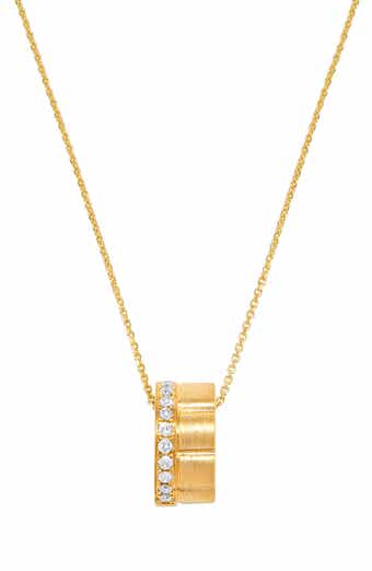 H.J. Namdar 14K Yellow Gold Diamond Matte Rolling Pendant Necklace