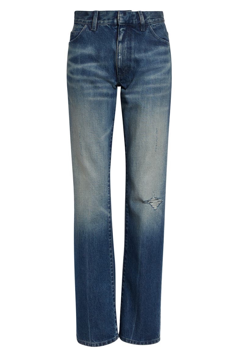Ripped Straight Leg Jeans, Main, color, MEDIUM BLUE