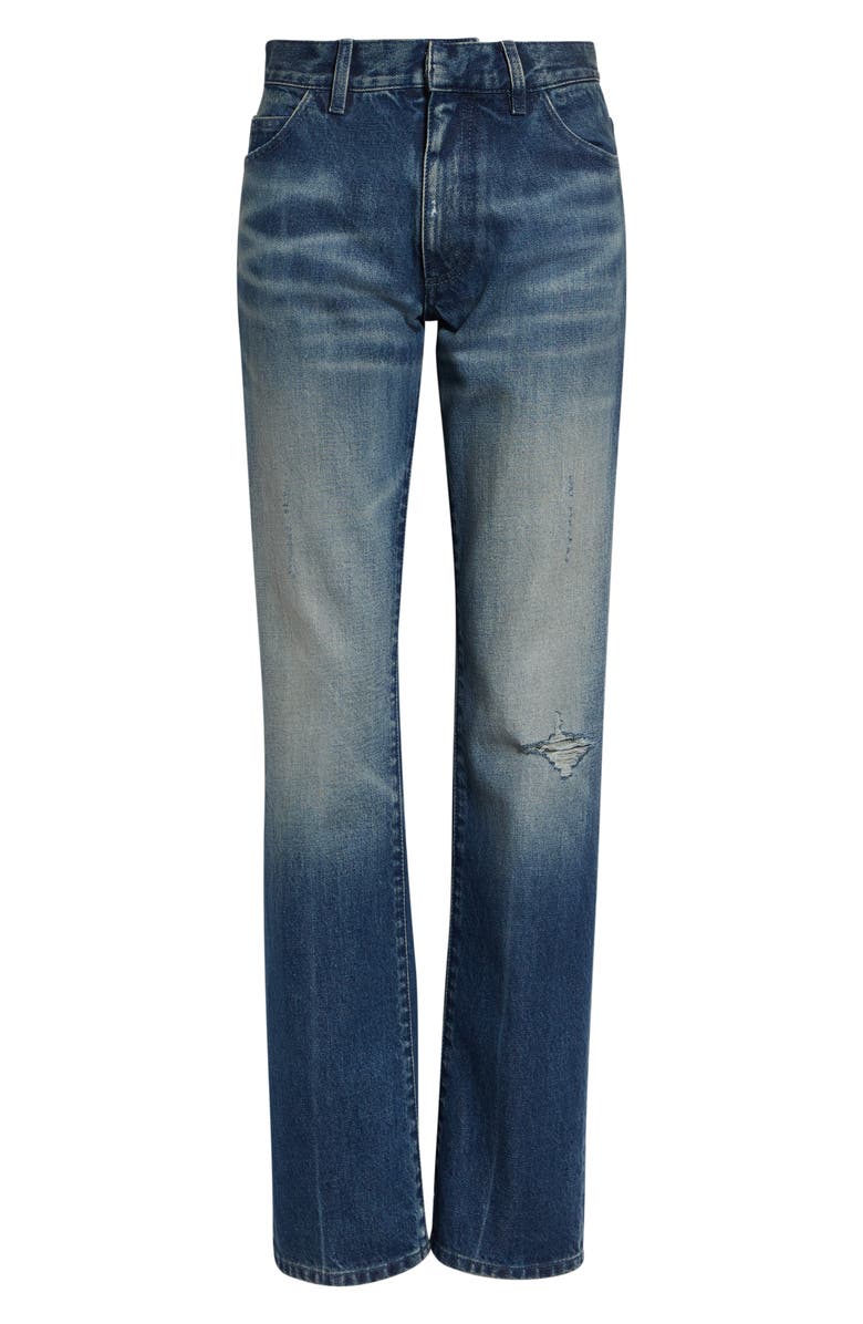MM6 Maison Margiela Ripped Straight Leg Jeans, Main, color, Medium Blue