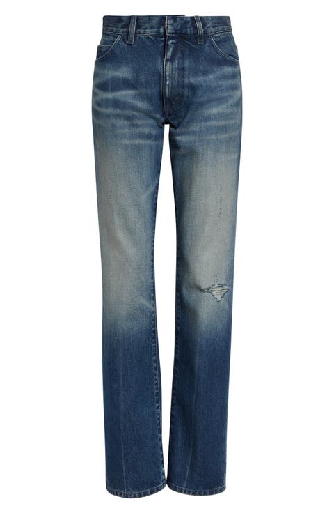 Ripped Straight Leg Jeans