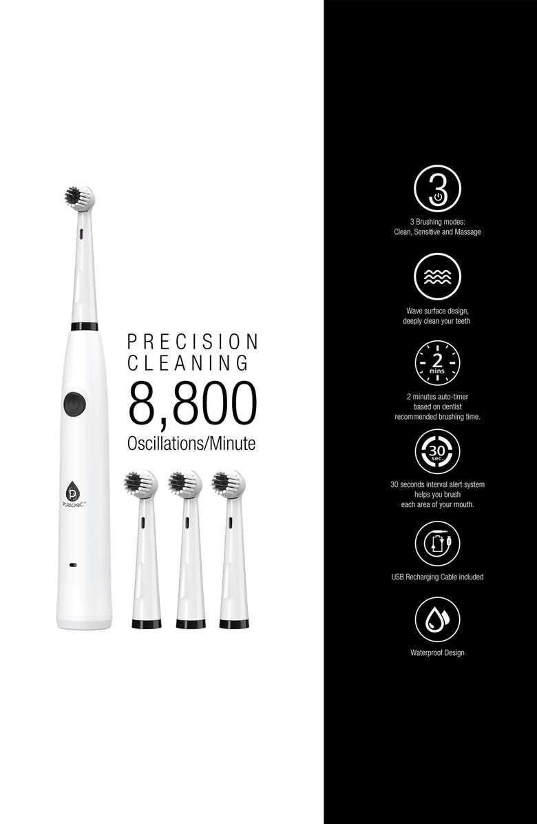 PURSONIC x Mario Lopez USB Rechargeable Electric Toothbrush, Alternate, color, White