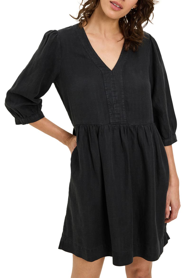 Brielle Linen Blend Minidress, Alternate, color, BLACK