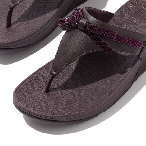 Fitflop Lulu Glitz Bow Leather Toe Post Sandals In Purple