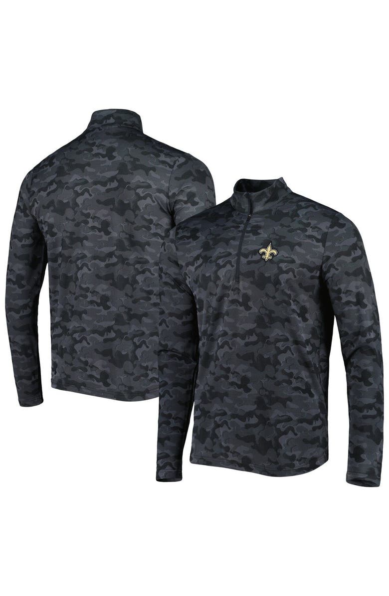 ANTIGUA Men's Antigua Black New Orleans Saints Brigade Quarter-Zip Sweatshirt, Main, color, Black