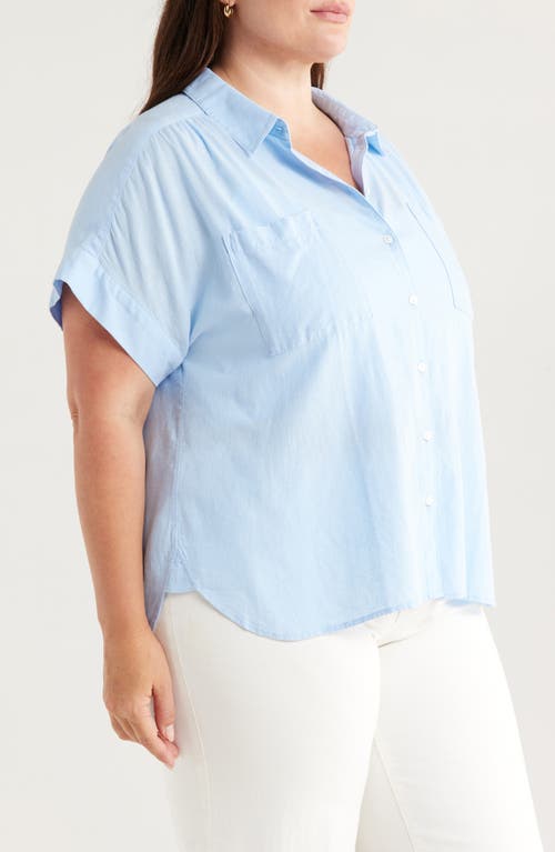 CASLONR CASLON(R) LINEN BLEND SHORT SLEEVE BUTTON-UP SHIRT