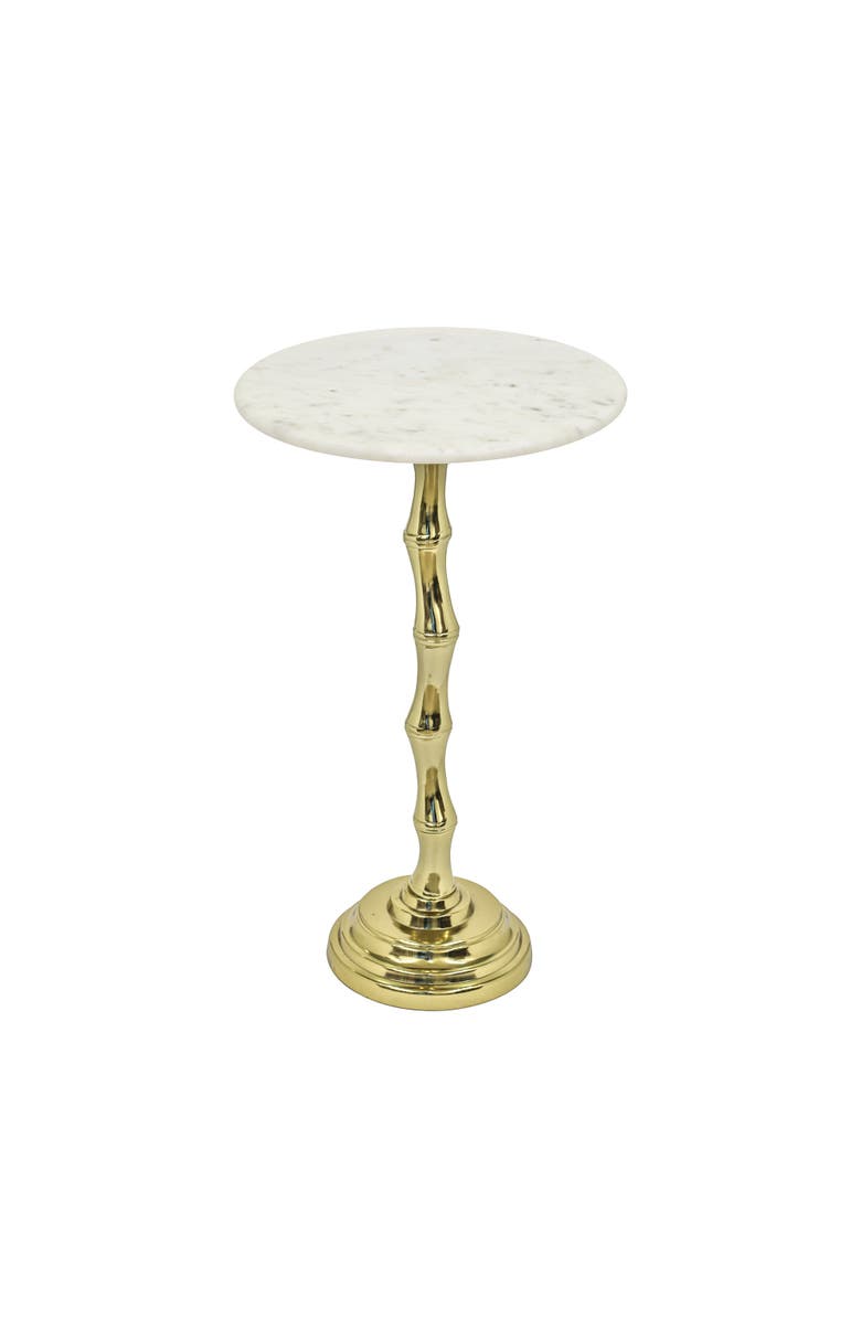 Expo Bazaar Texture Side Table | Marble Top | Aluminum Base, Main, color, White