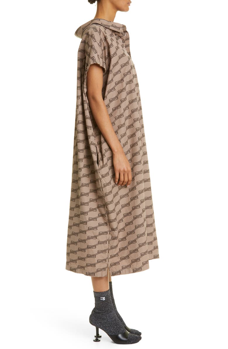 Balenciaga BB Monogram License Logo Cotton Poplin Shirtdress, Alternate, color,