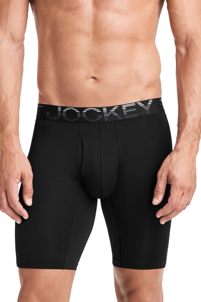 Men's EverActive Zero Chafe 9" Microfiber Long Leg Boxer Brief - 3 Pack, Alternate, color, Black