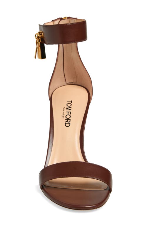 Tom Ford Padlock Ankle Strap Sandal In Burnt Brown