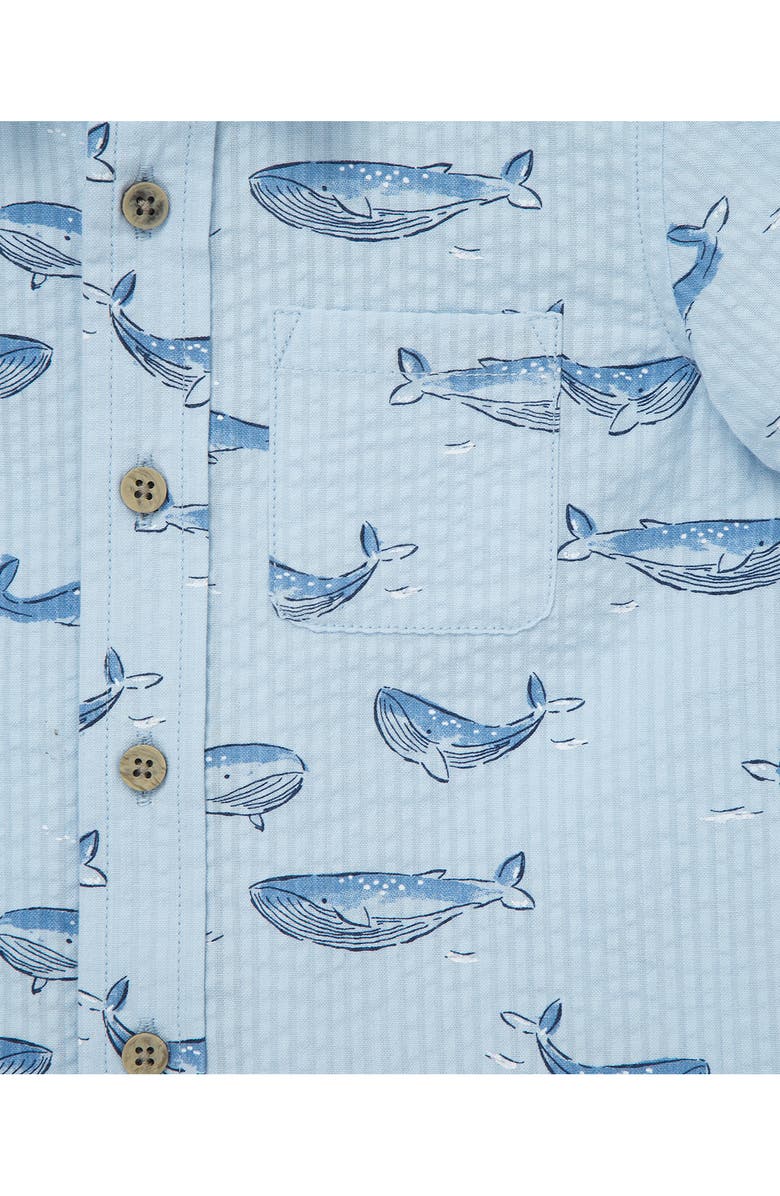 Little Me Whale Woven Cotton Button-Up Shirt & Shorts Set, Alternate, color, Blue
