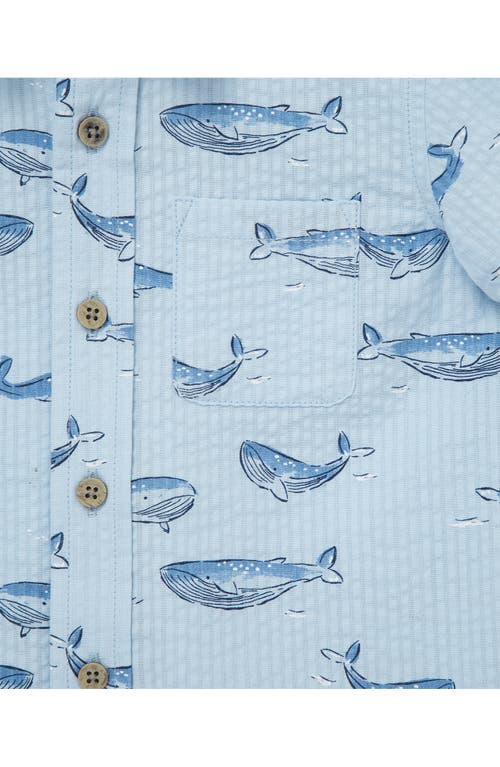 Little Me Whale Woven Cotton Button-up Shirt & Shorts Set In Blue