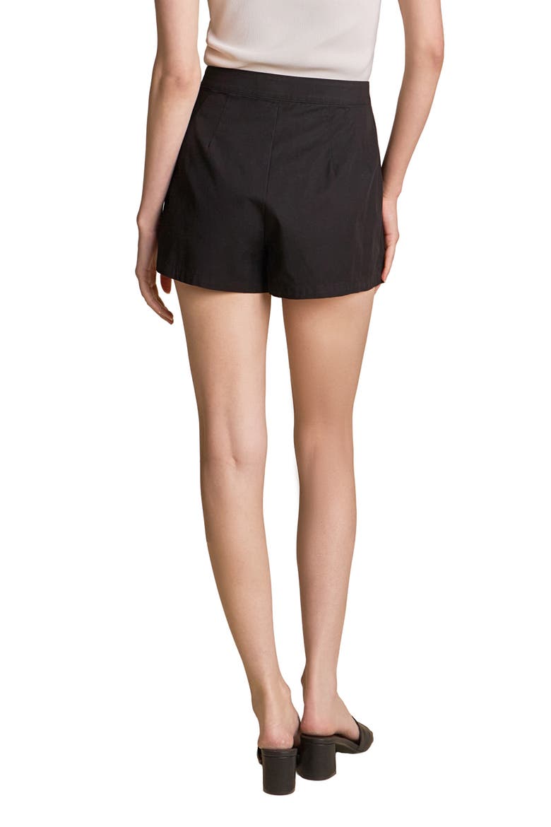 Pintuck Flare Cotton Shorts, Alternate, color, BLACK