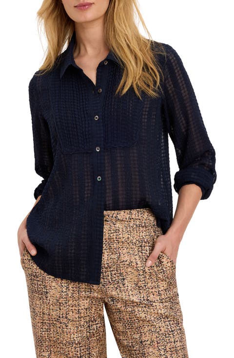 Chiffon Jacquard Tuxedo Shirt