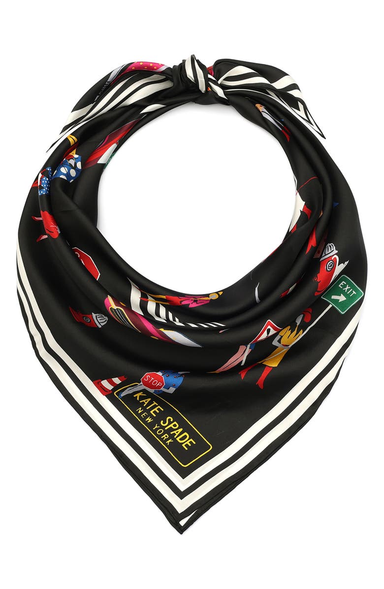 Kate Spade New York ladies crossing silk square scarf, Main, color,