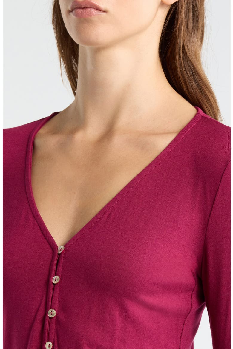 Shelby Button-Up Knit Top, Alternate, color, WINE