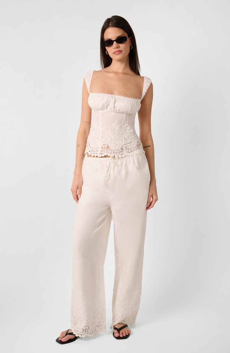 WeWoreWhat Tie Waist Wide Leg Pants, Alternate, color, Ivory