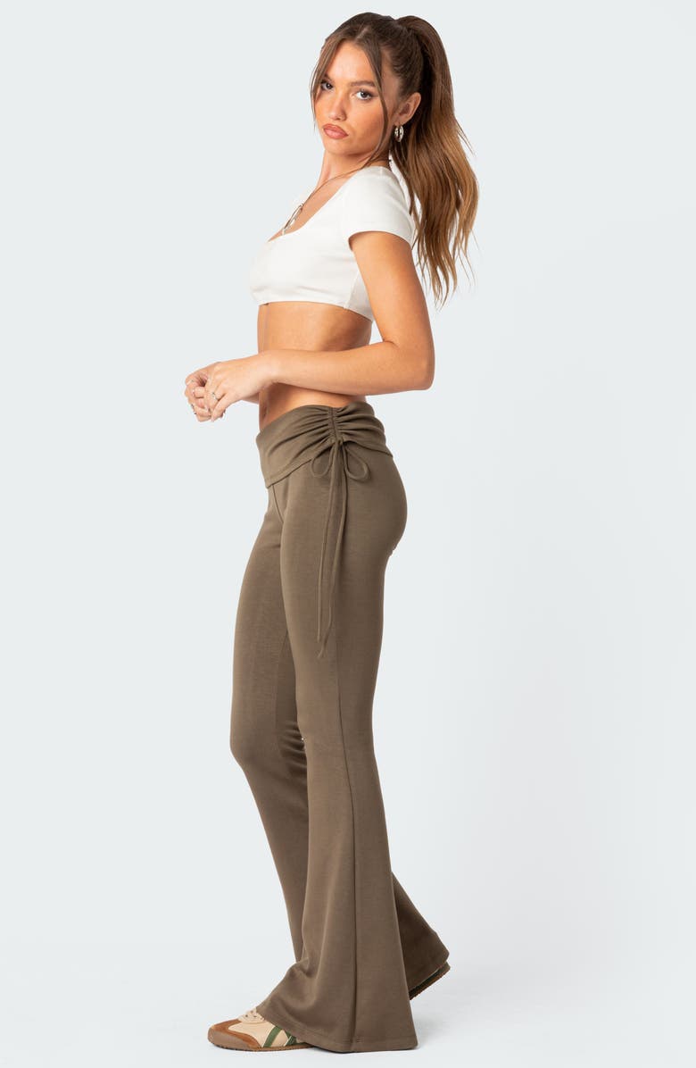 EDIKTED Foldover Waist Flare Leggings, Alternate, color, Olive