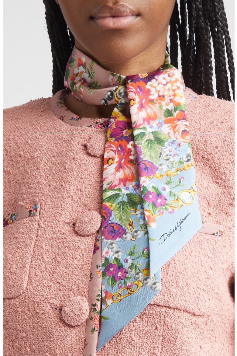 Floral Print Silk Square Scarf, Alternate, color, HF5XK MAZZOLINI FIORI FROS
