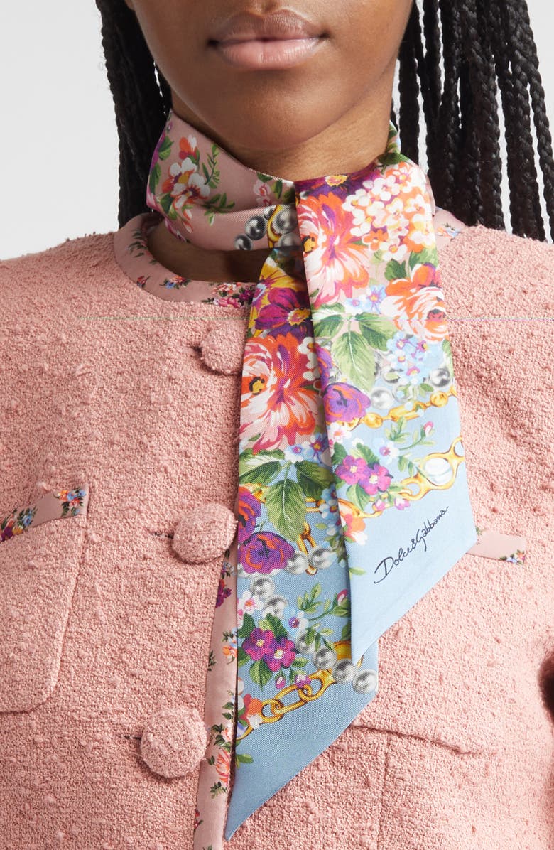 Dolce&Gabbana Floral Print Silk Square Scarf, Alternate, color, Hf5xk Mazzolini Fiori Fros