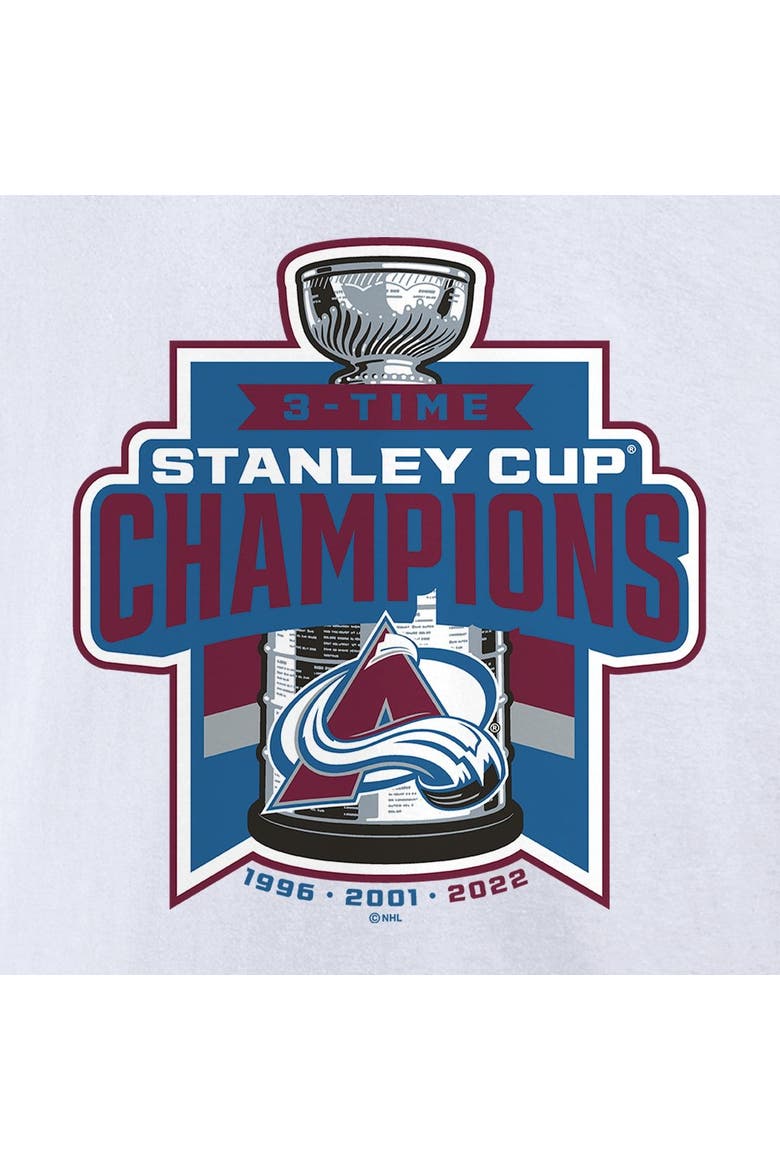 Women's Fanatics Branded White Colorado Avalanche 3-Time Stanley Cup Champions V-Neck T-Shirt, Alternate, color, White