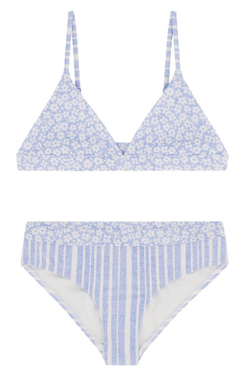 Billabong Kids' Blue By The Sea Reversible Two-piece Swimsuit In Light Chambray