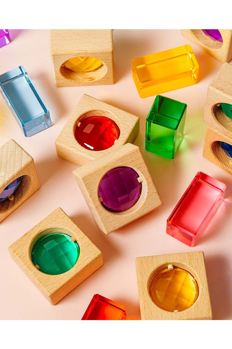 James Rainbow Wood & Acrylic Sensory Block Set - 20 Pieces, Alternate, color, Rainbow