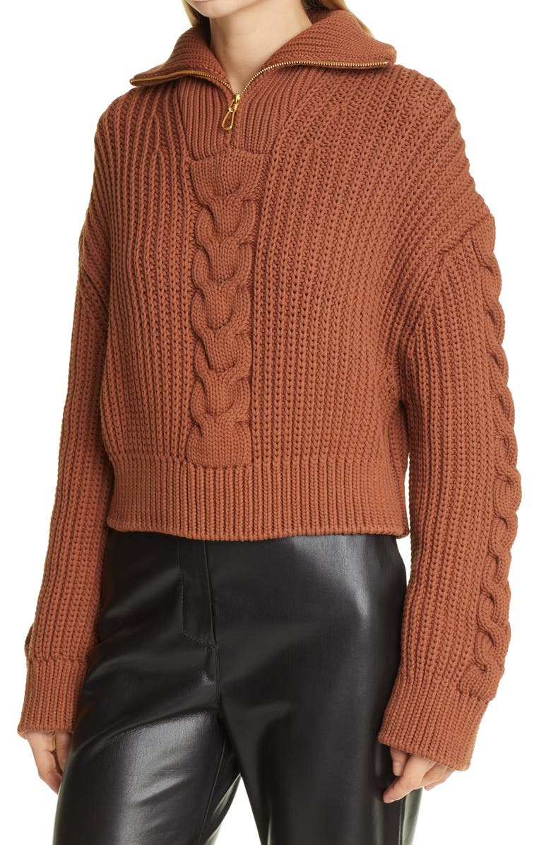Nanushka Eria Cable Knit Sweater, Alternate, color, 