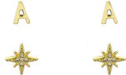Panacea Initial Starburst Set of 2 Stud Earrings