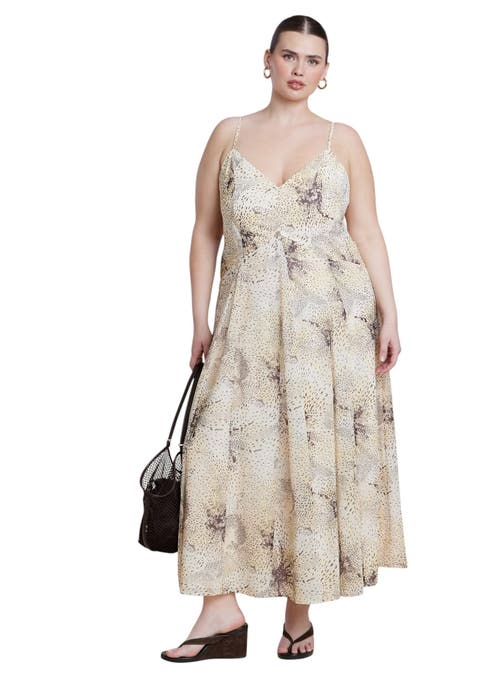 Printed Tie Straps Maxi Dress