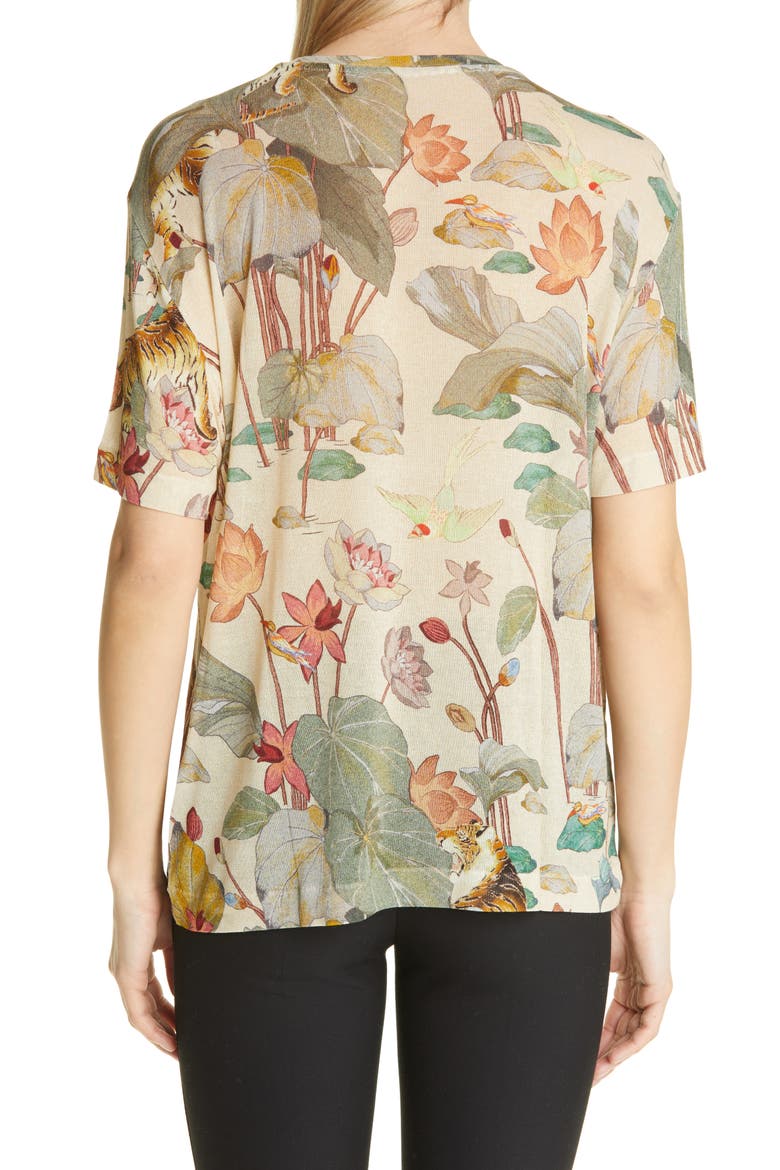 Giglio Floral Print Oversize Jersey Tee, Alternate, color, BEIGE