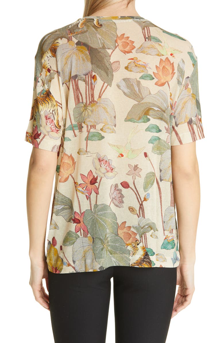 Etro Giglio Floral Print Oversize Jersey Tee, Alternate, color, 