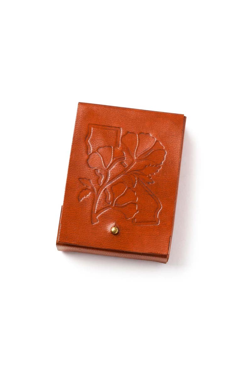 California Poppy Leather Playing Cards Set, Main, color, Red