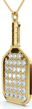 Bliss Diamond 1Ct Diamond Studded Pickleball Paddle Pendant Necklace 10k Gold Lab Grown