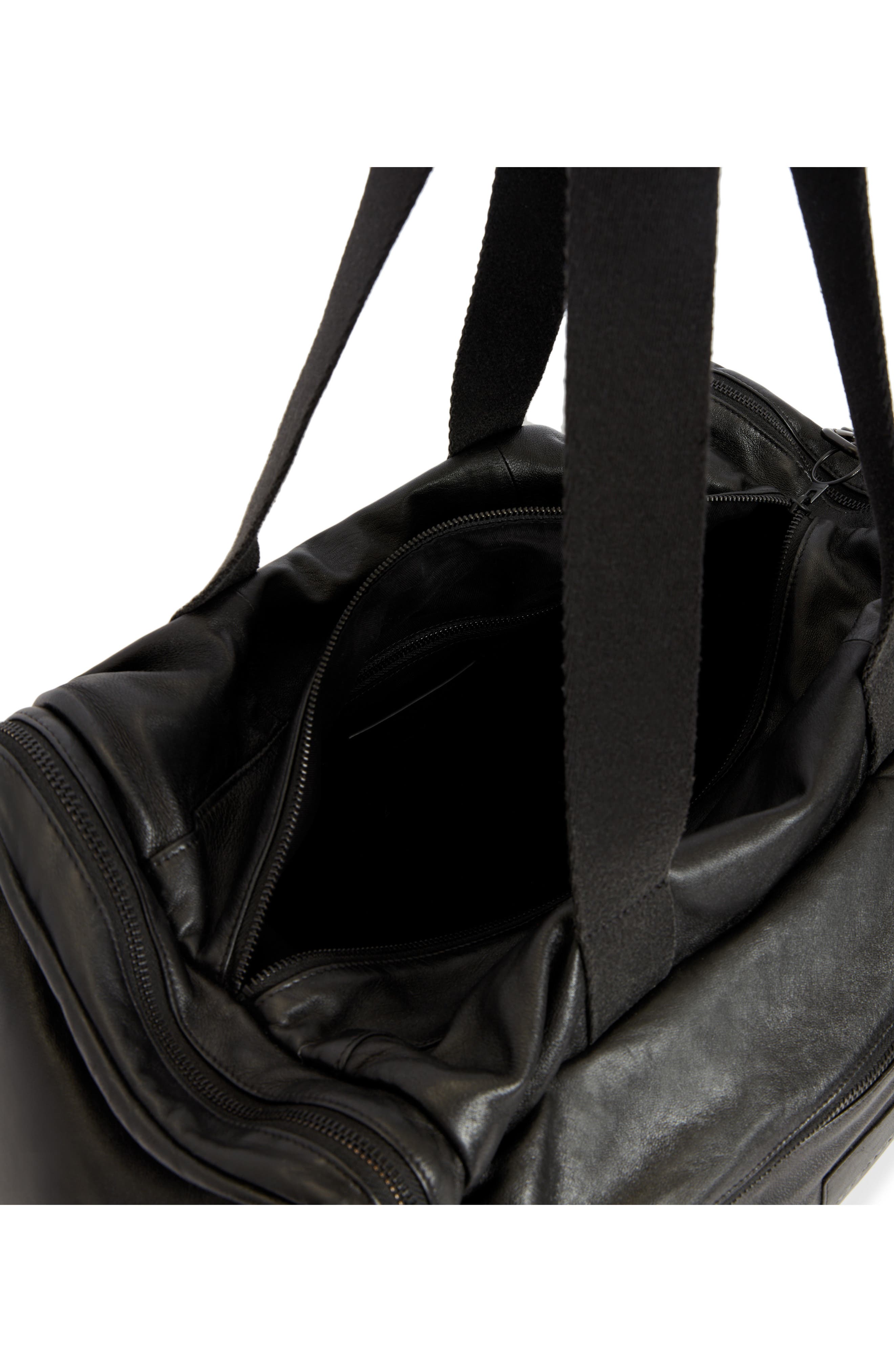 AllSaints Soma Holdall Leather Travel Duffle Bag, Alternate, color, 