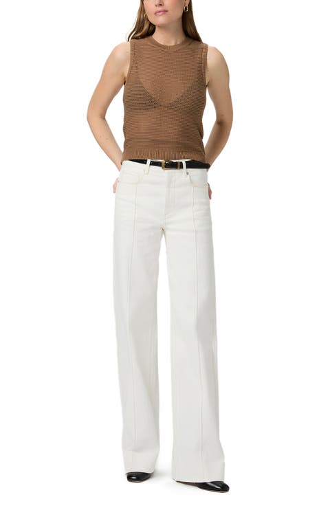 Sasha Pintuck High Waist Wide Leg Jeans