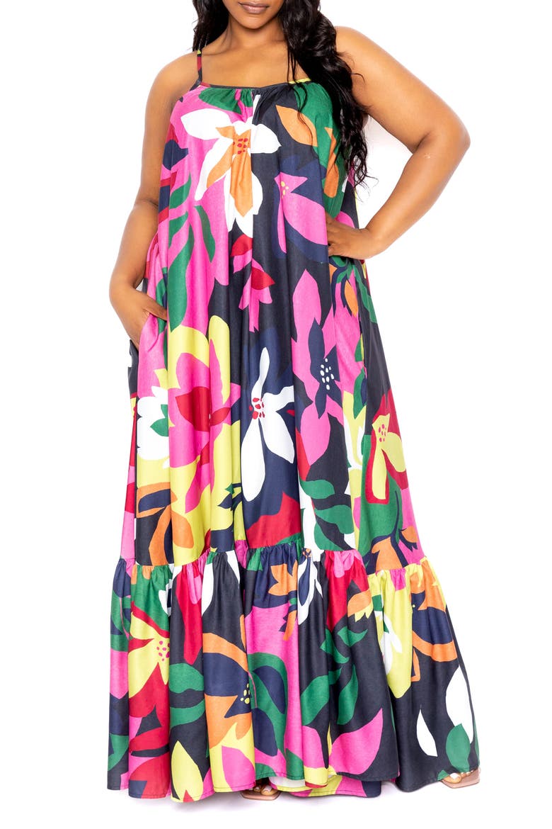 Floral Maxi Dress, Main, color, BLACK FLORAL
