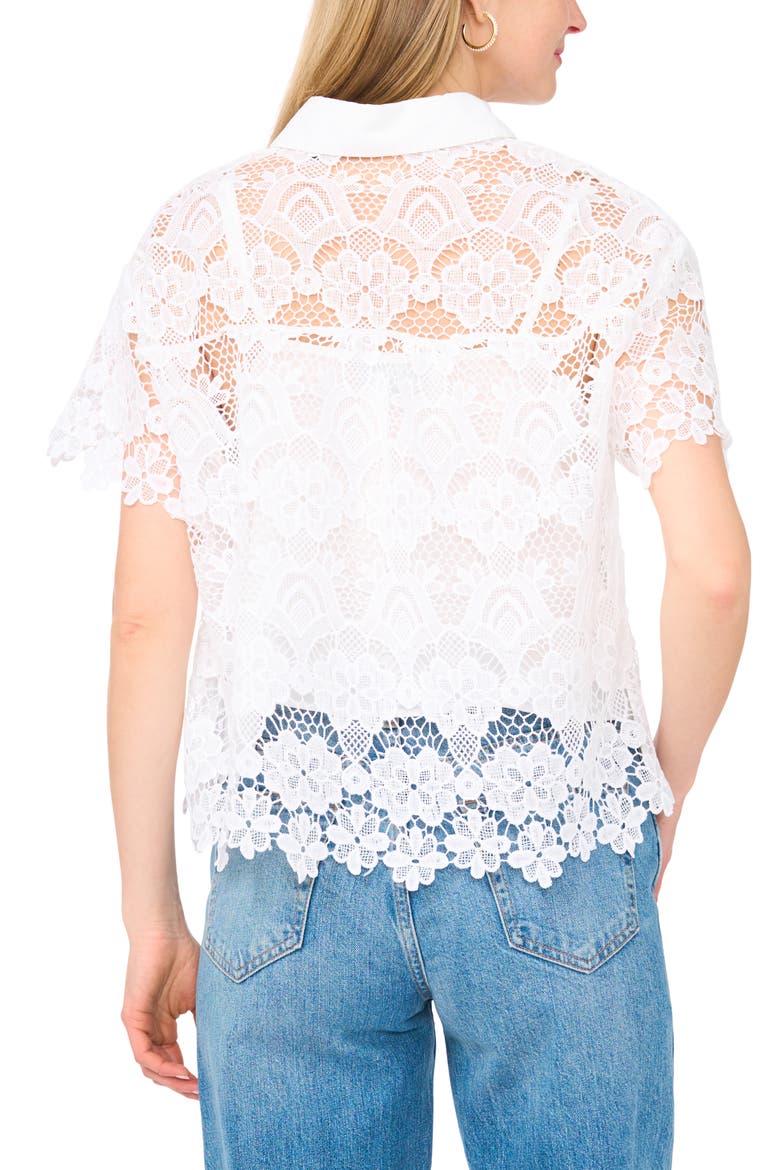Lace Button-Up Shirt, Alternate, color, ULTRA WHITE