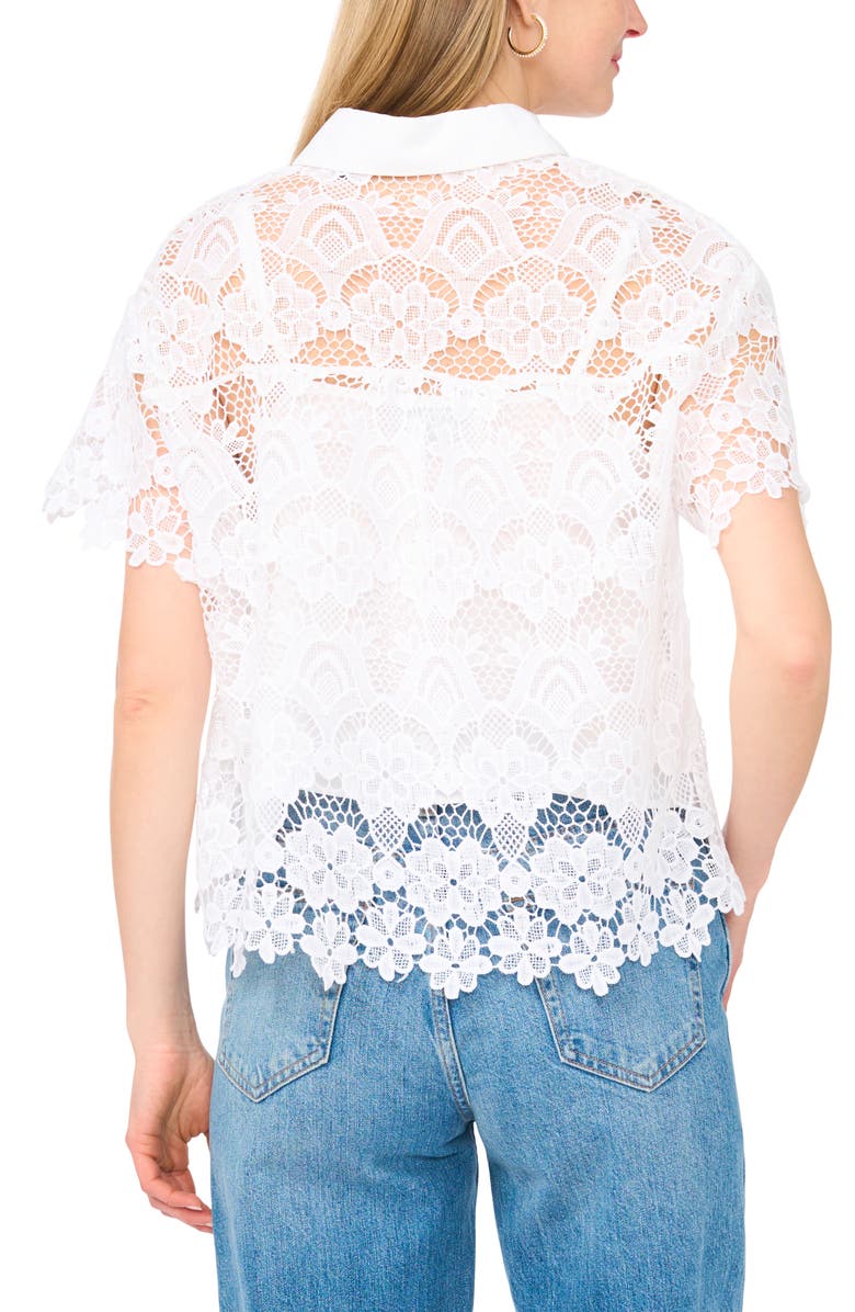 Ted Baker Lace Button-Up Shirt, Alternate, color, Ultra White