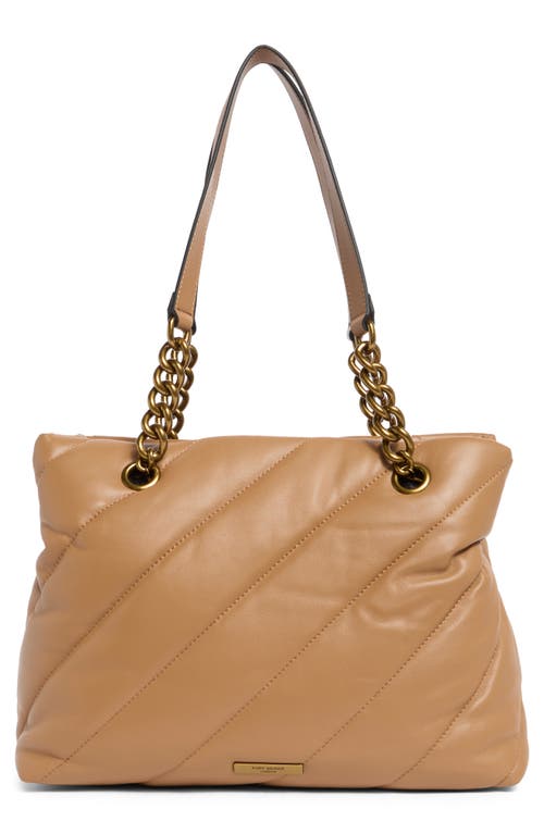 Kurt Geiger London Soho Quilted Leather Shopper In Light/pastel Brown