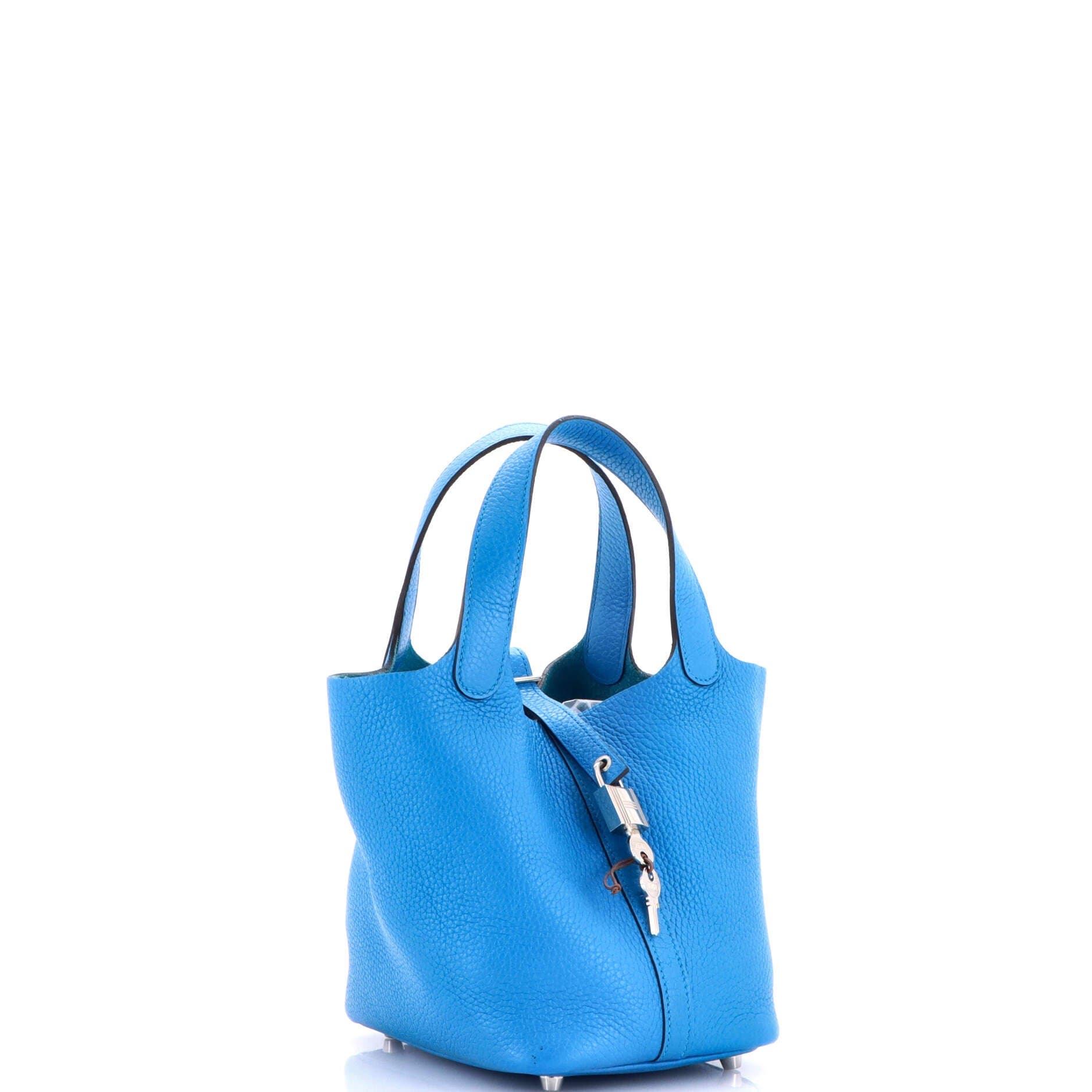 Pre-Owned Hermes Picotin Lock Bag Clemence PM, Alternate, color, Bleu Zanzibar