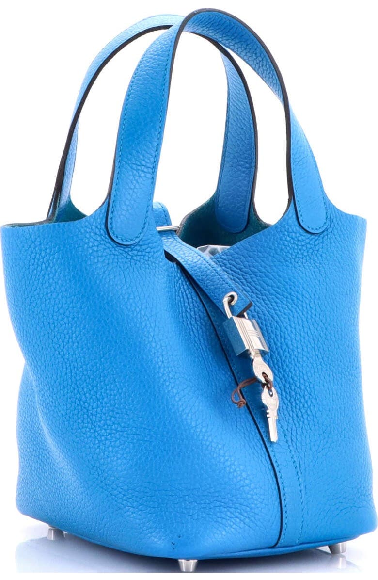 Pre-Owned Hermes Picotin Lock Bag Clemence PM, Alternate, color, Bleu Zanzibar